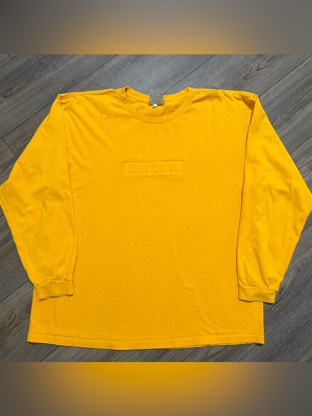 Vintage 90s Nike Silver Tag Just Do It Embossed Long Sleeve Shirt Yellow Large